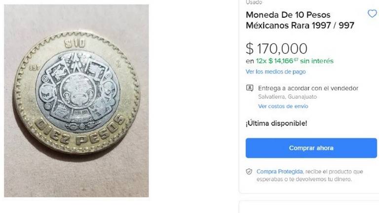 Moneda de 10 pesos con error se vende por 170 mil pesos en Mercado Libre -  El Sol de la Laguna | Noticias Locales, Policiacas, sobre México, Coahuila  y el Mundo