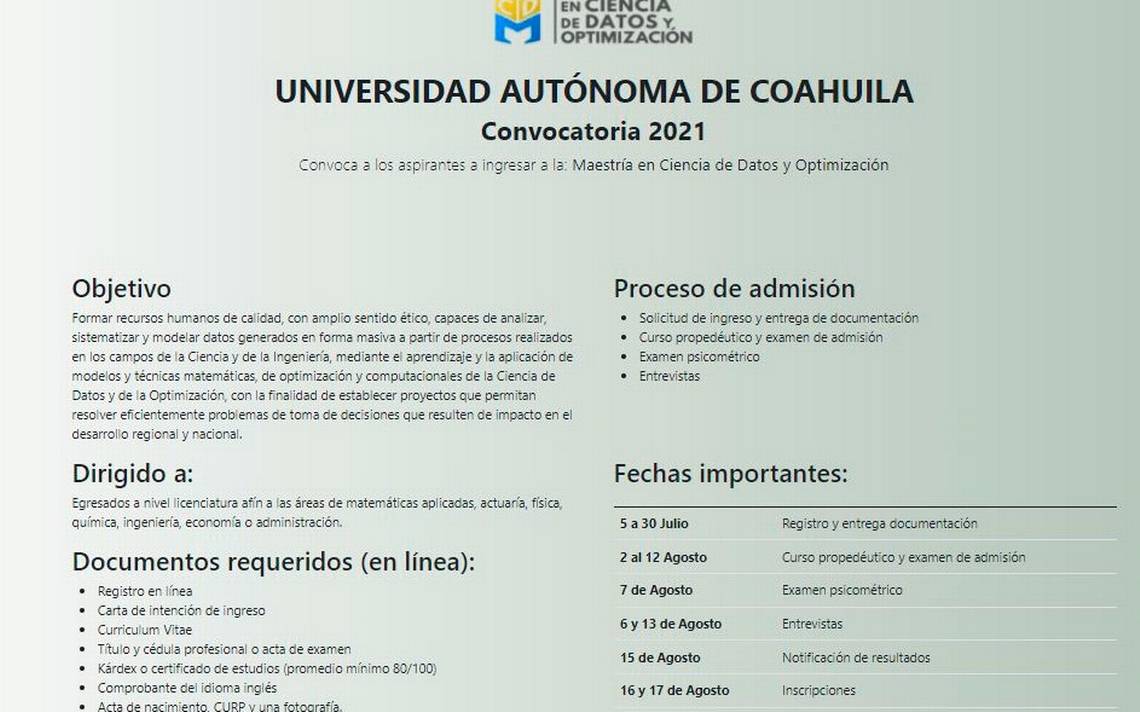Registration opens for applicants for the Master’s Degree in Data Science and Optimization – El Sol de la Laguna